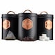 image 4 of Cooks Professional 3 Piece Kitchen Storage Set – Tea, Coffee & Sugar Cannisters | Black | Black & Copper | 3