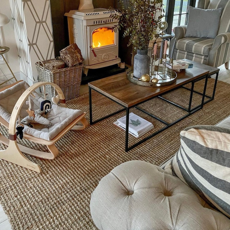 image 1 of KUKOON Handmade Boucle Area Rug Soft Pile Living Room Jute Plain 80cm x 150cm