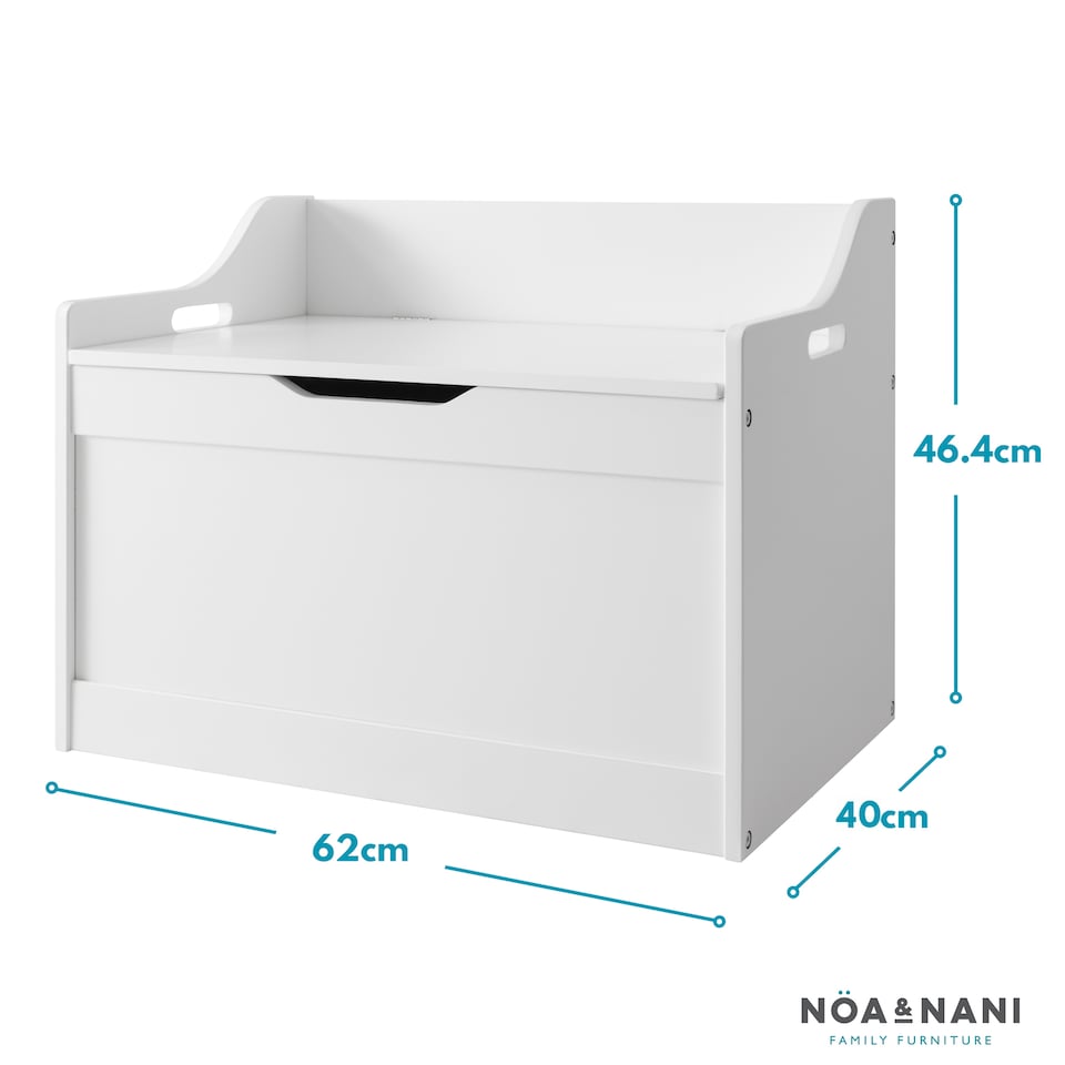 image 1 of Lola Kids Toy Storage Box with Padded Seat Cushion - Wooden Chest with Soft-Close Safety Lid