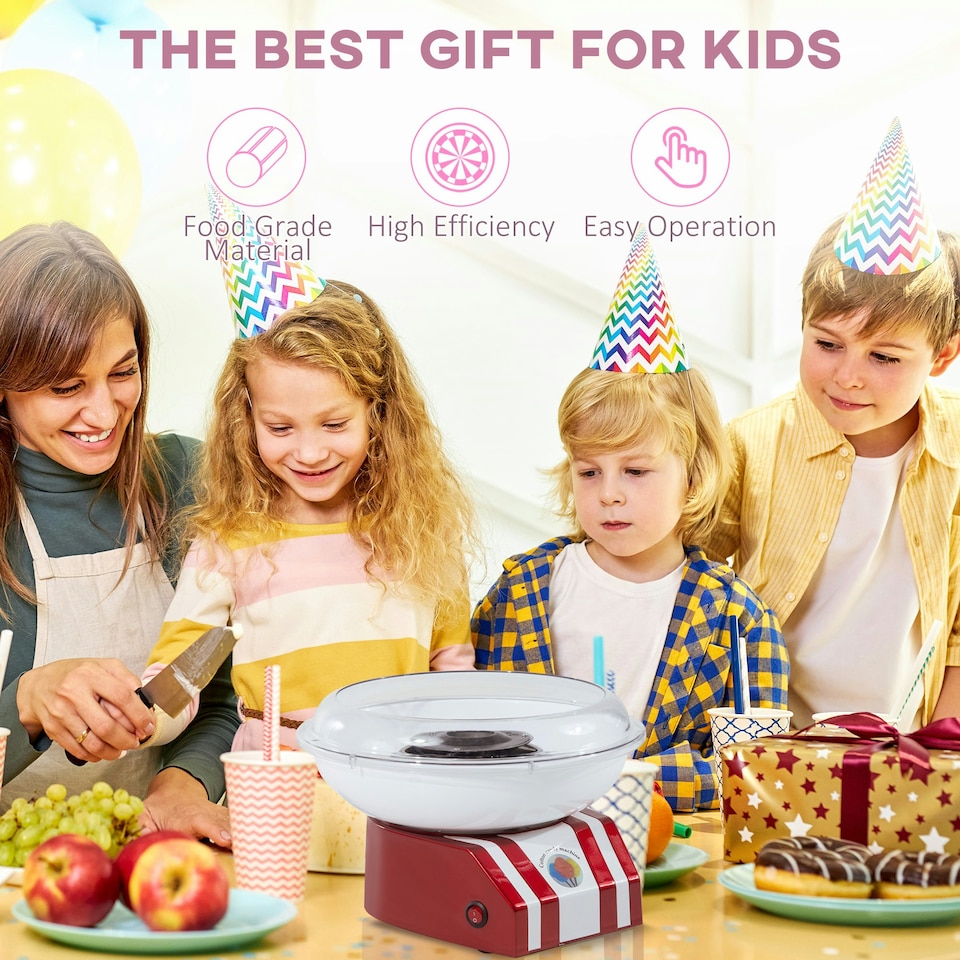 image 1 of HOMCOM Cotton Candy Maker Machine Gadgetry Electric Making Candy Floss Red