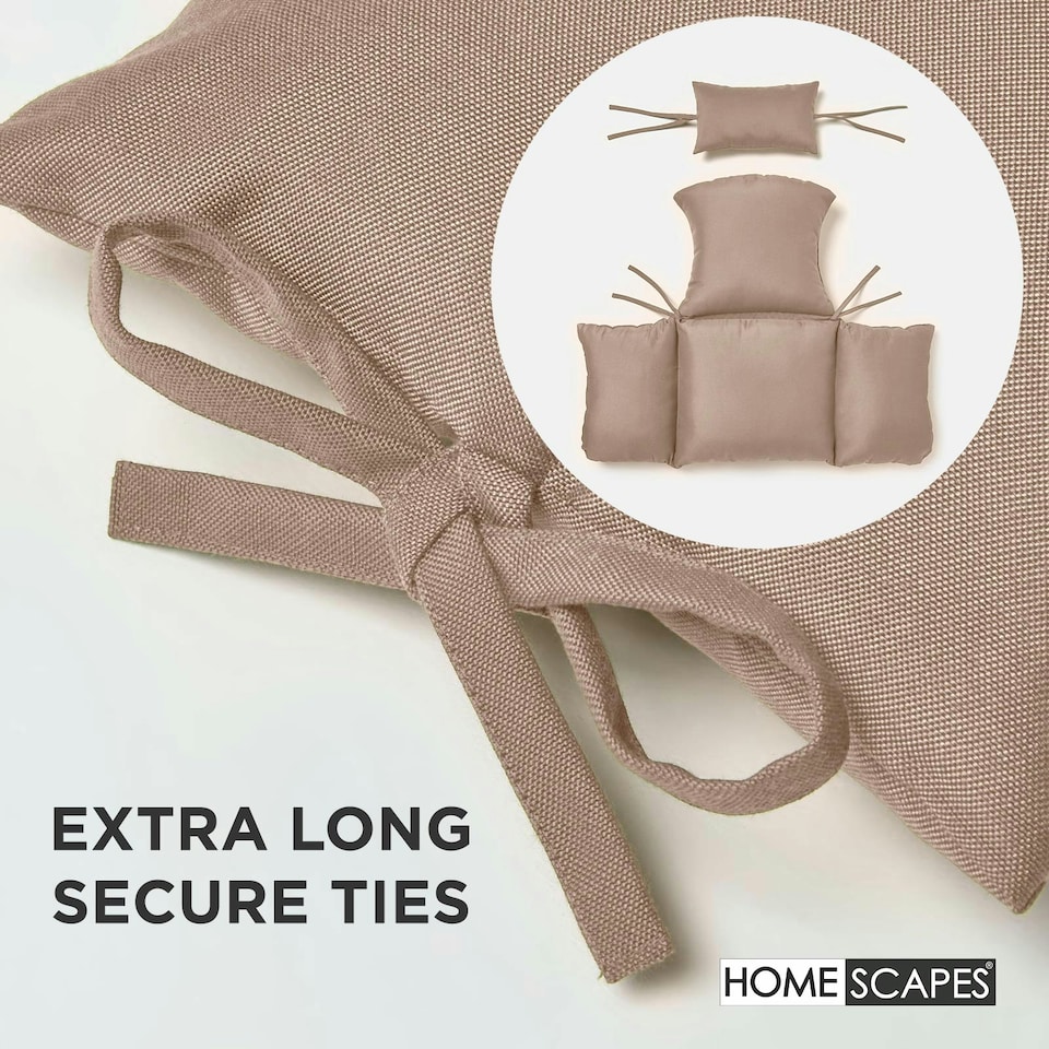 image 1 of Homescapes Luxury Waterproof Egg Chair Cushion With Headrest - Beige
