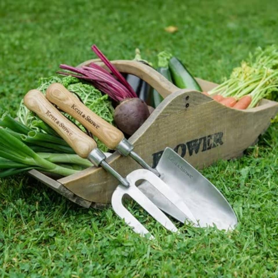 image 1 of Kent & Stowe Stainless Steel Hand Trowel and Fork Set | Brown | 1 x Hand Trowel, 1 x Hand Fork | 1