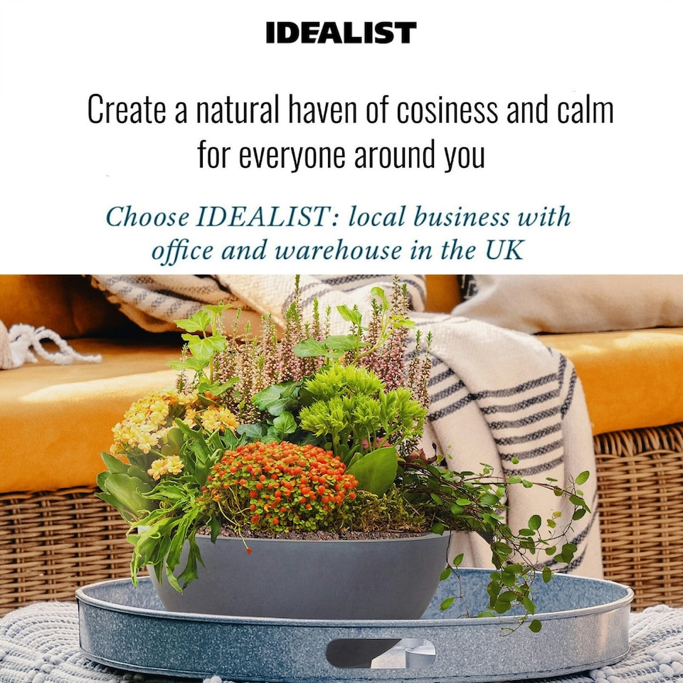 image 1 of Dark Grey Dish Style Smooth Bowl Outdoor Garden Planter D35.5 H16 cm, 15.8 ltrs Cap.