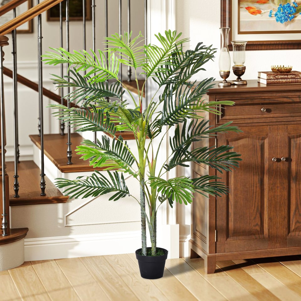 image 1 of Outsunny Artificial Tree, 150cm Tropical Palm Tree, Fake Plants in Pots, FauGreen Plant for Indoor Home Office Living Room Decoration