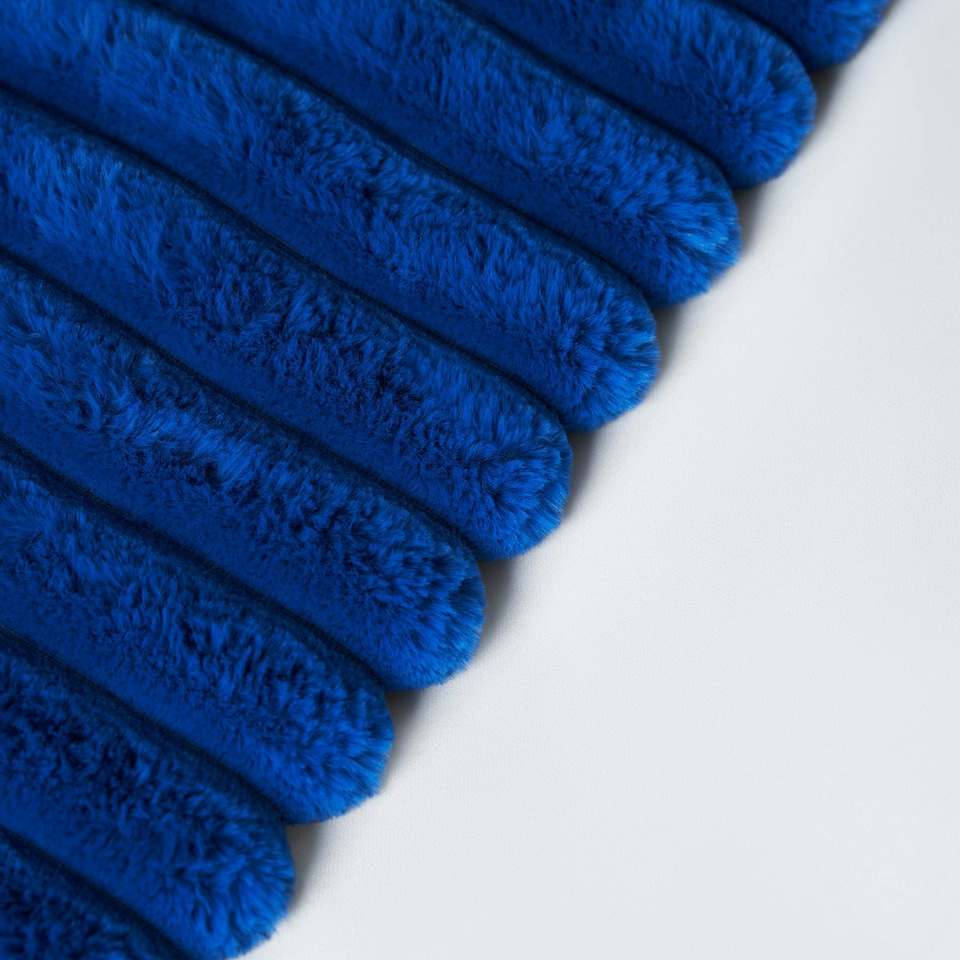 image 1 of BHS Jumbo Cord Throw with Plain Velvet Backing, Blue Blue | Blue