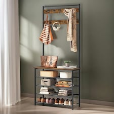 Coat Rack Stand With 5 Tier Shoe Bench One Size