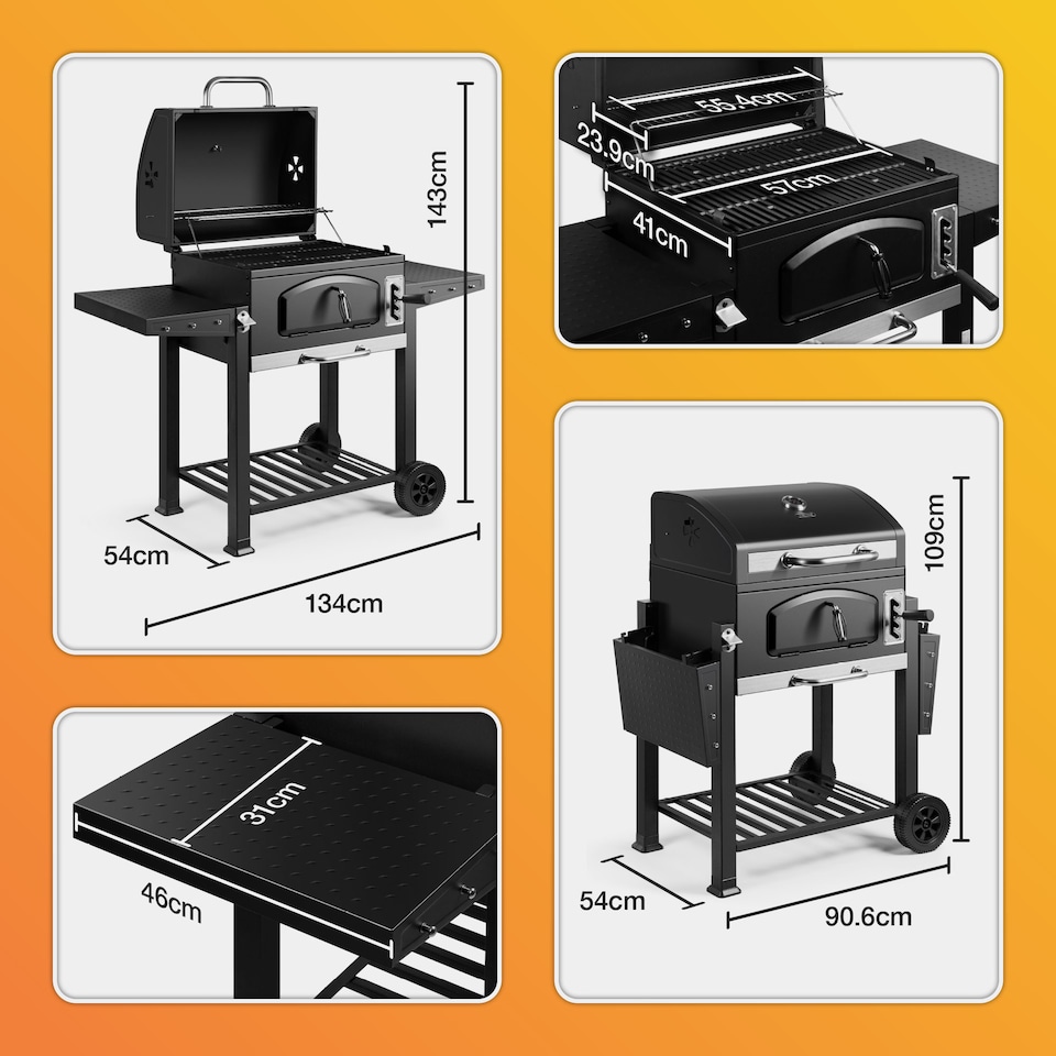 image 1 of VonHaus Charcoal BBQ XL Portable Barbecue