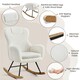 image 4 of Yaheetech High Back Rocking Accent Chair with Beech Wood Legs | White | Ivory