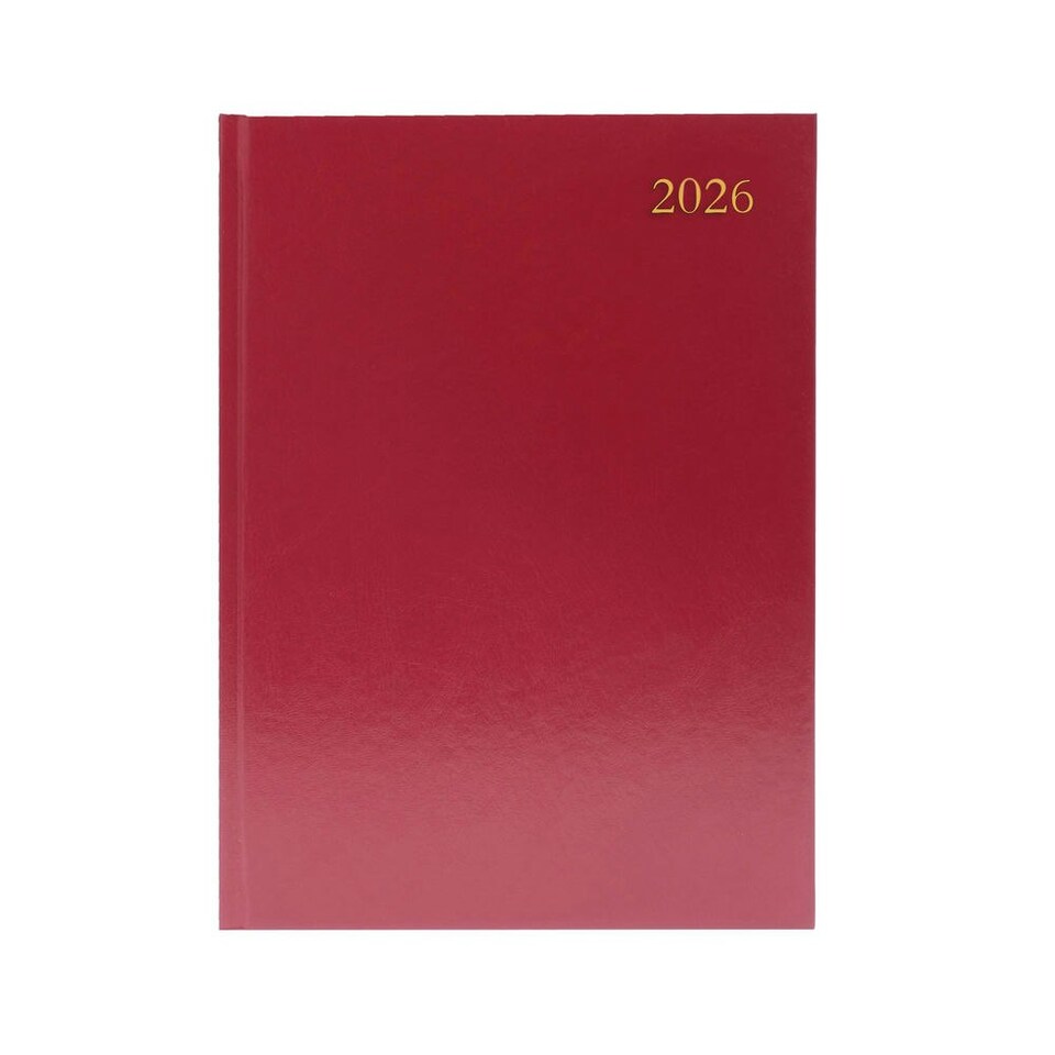Janrax 2026 A4 Day Per Page Burgundy Appointments Diary kfa41abg26