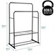 image 2 of Double Clothes Rail Heavy Duty Metal with Shoe Rack Garment Hanger Hat Bag Hooks Black | One Size
