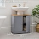 image 3 of Christow Bathroom Under Sink Cabinet Grey Bamboo Wooden Storage Cupboard Unit