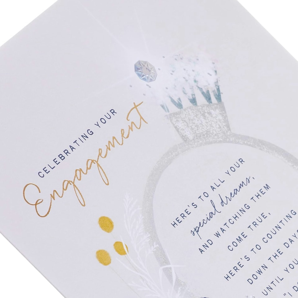 image 1 of Contemporary Illustrated Embossed Floral Design Engagement Congratulations Card