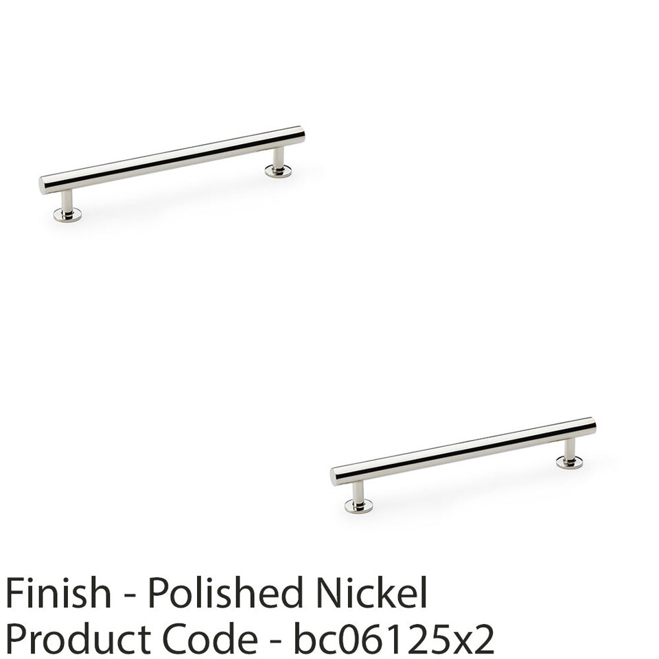 image 1 of 2 PACK - Round T Bar Pull Handle - Polished Nickel 160mm Centres SOLID BRASS Drawer Door