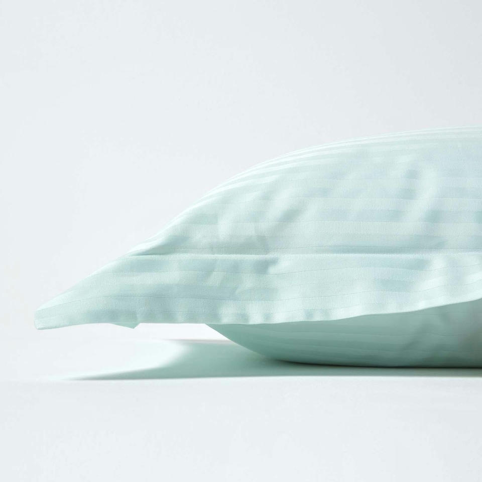 image 1 of Homescapes Aqua Blue Egyptian Cotton Ultrasoft Kingsize Oxford Pillowcase 330 TC