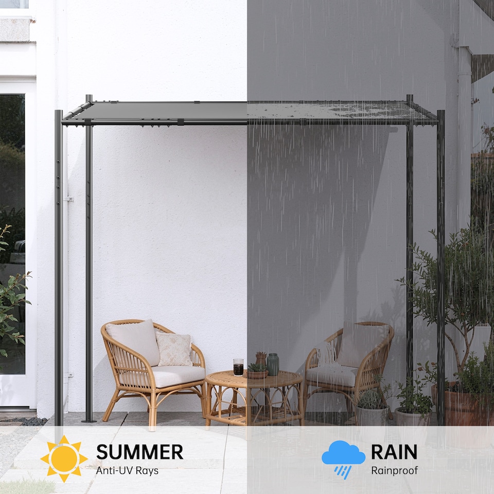 image 1 of Rattantree Slanted Canopy Pergola Outdoor Gazebo 8FT x 8FT
