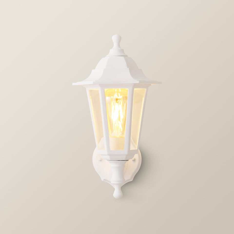 image 1 of ValueLights Traditional Style White Outdoor Security IP44 Rated Wall Light Lantern | White