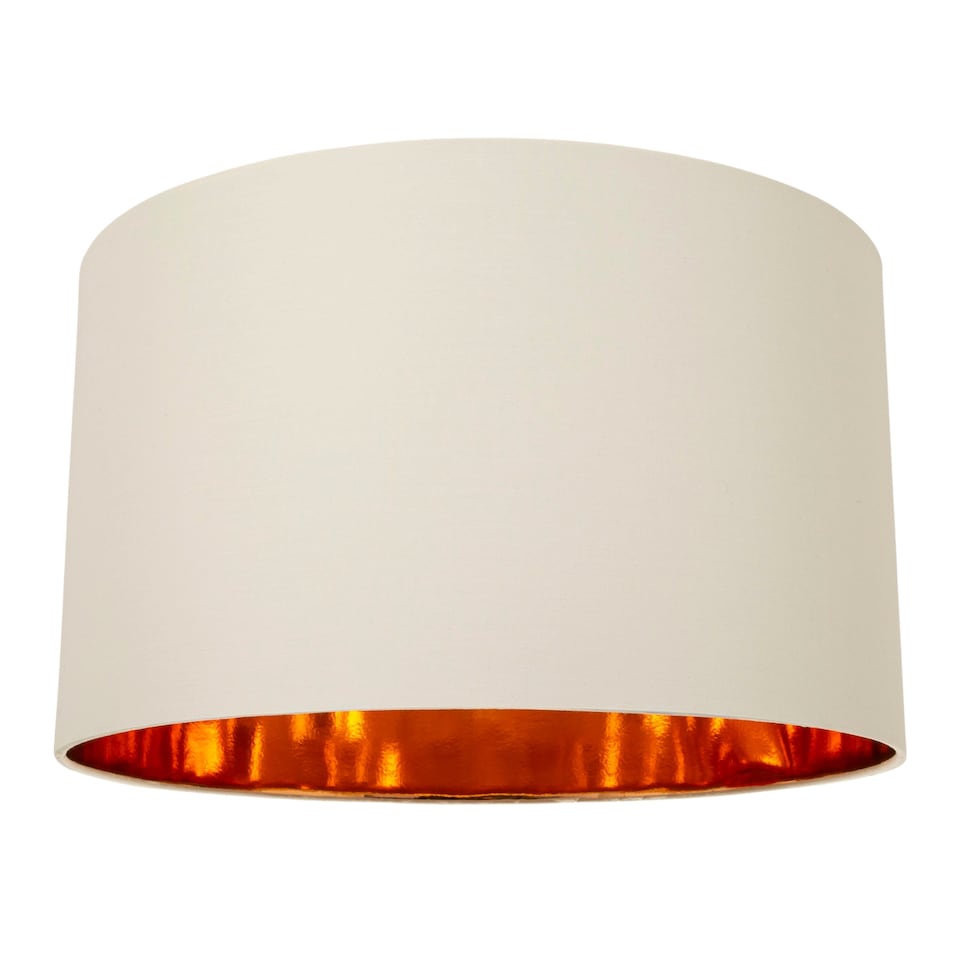 image 1 of Contemporary Cream Cotton 20 Floor/Pendant Lamp Shade with Shiny Copper Inner | Cream