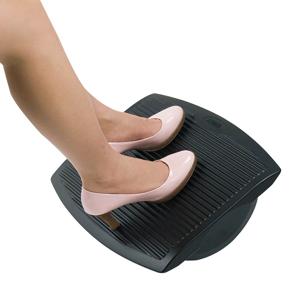 image 1 of Contour Ergonomics Rocking Footrest Black Adjustable Rocking Office Foot Rest Anti-Slip
