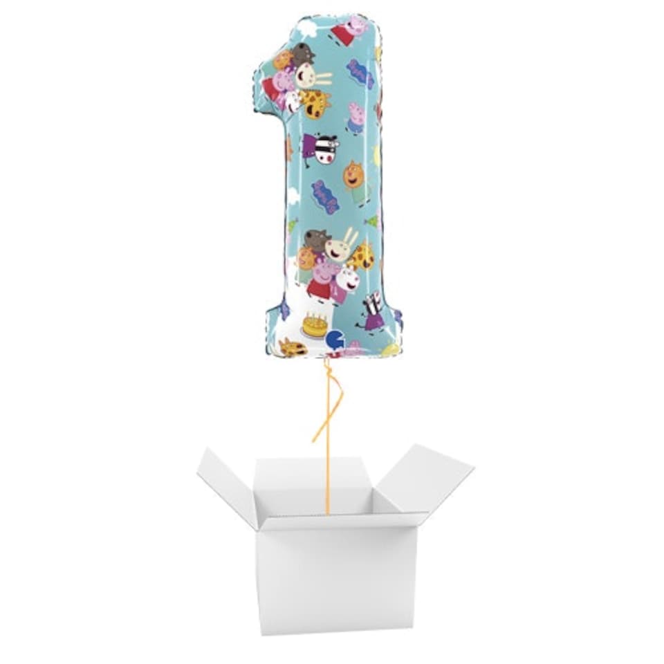 Peppa Pig Number 1 Giant Foil Helium Balloon - Inflated Balloon in a Box