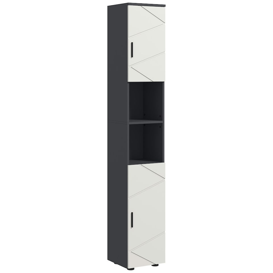image 1 of kleankin Tall Bathroom Storage Cabinet with Soft Close Mechanism, Grey