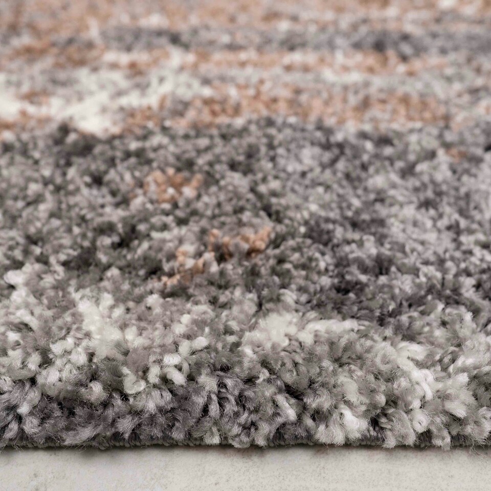 image 1 of KUKOON Beige Grey Distressed Shaggy Living Room Area Rug 120cm x 170cm
