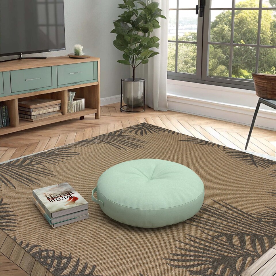 image 1 of Covers&All Sunbrella Round Seat Cushion with Handle, Plush Outdoor Pillows and Chair Cushions, 26 x 5, Canvas Spa