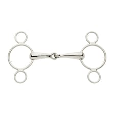 Lorina Single Jointed 2 Ring Continental Horse Gag - Silver - 5in