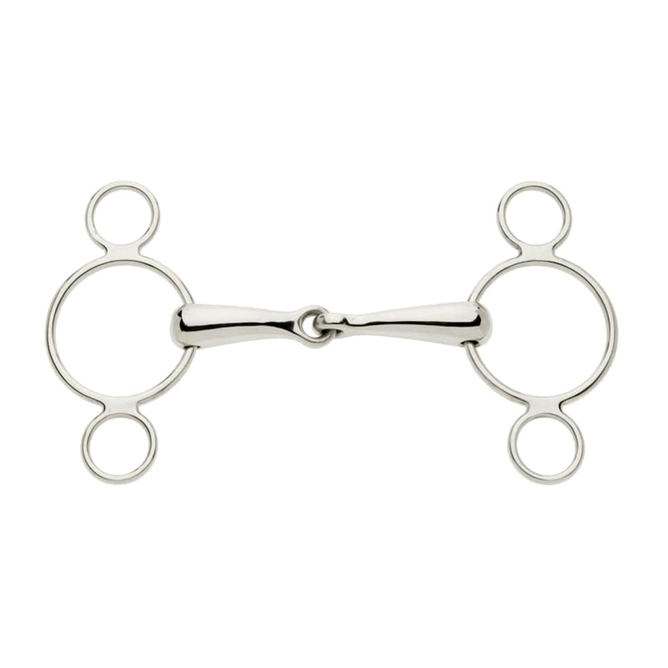 Lorina Single Jointed 2 Ring Continental Horse Gag - Silver - 5in