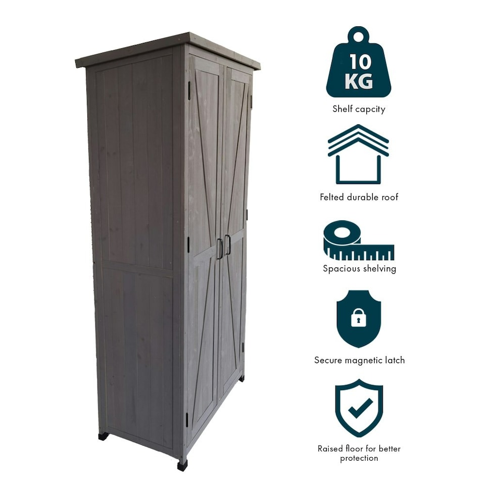 image 1 of Tall Garden Wooden Storage Shed Grey