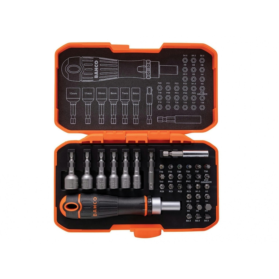 Bahco 59/s36bcr Ratcheting Coloured Bit Set, 36 Piece - Multi Colour - One Size