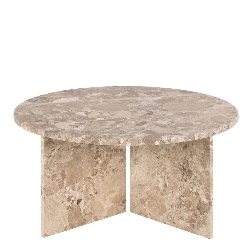 image 1 of Vega Round Coffee Table with Brown Marble Top 90cm