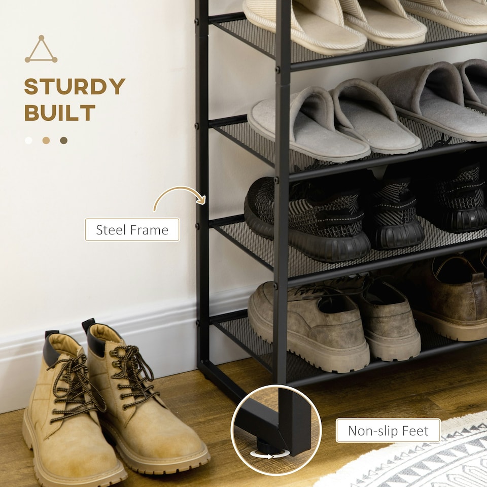 image 1 of HOMCOM Shoe Rack, 8-tier Shoe Storage Shelf for 21-24 Pair Shoes for Entryway