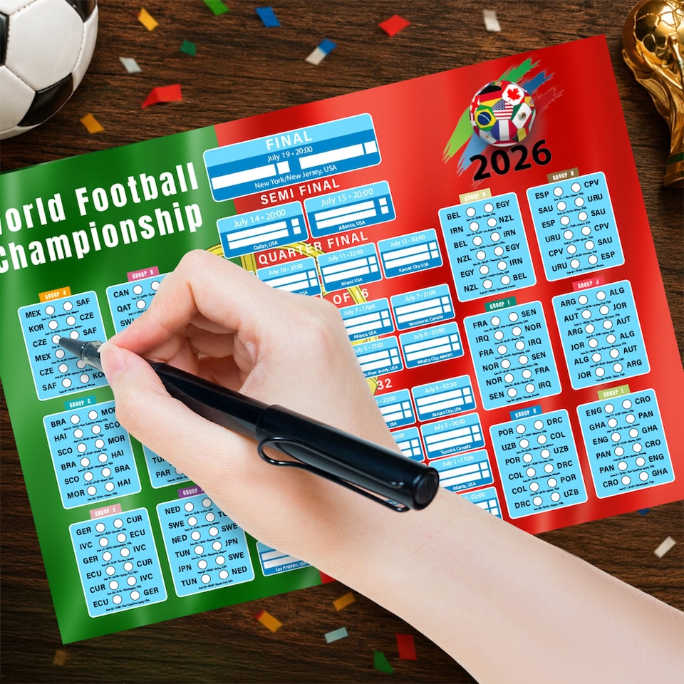 image 1 of Portugal Flag World Football Championship Cup 2026 A3 Fixture Wall Chart