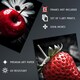 image 4 of Set of 3 Red Apple Pepper Strawberry Black White Photograph Kitchen Wall Art Prints 12x16 Inch