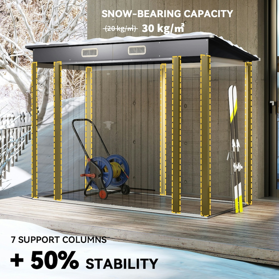 image 1 of Outsunny 8 x 4FT Metal Garden Storage Shed with Double Doors and Vents