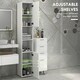 image 5 of kleankin High Gloss Bathroom Storage Cabinet Adjustable Shelves White
