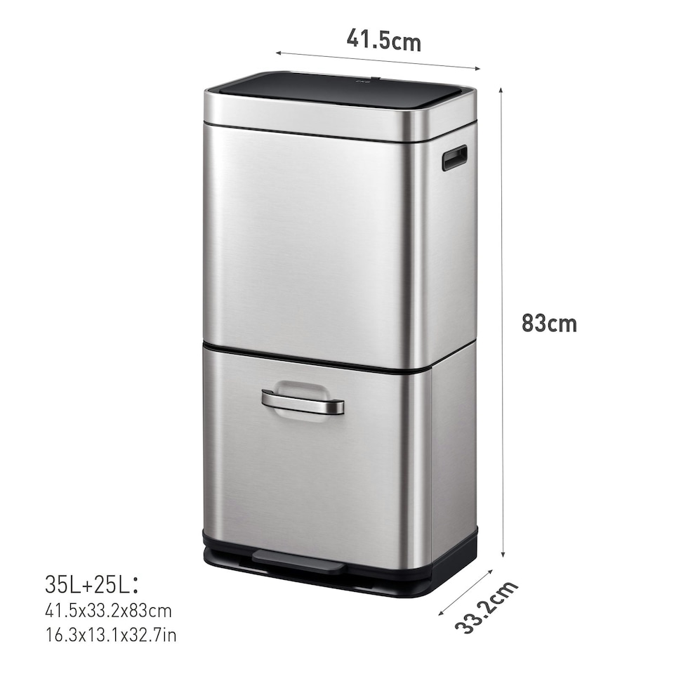 image 1 of Himalaya Recycling Sensor Bin 35L+25L Silver