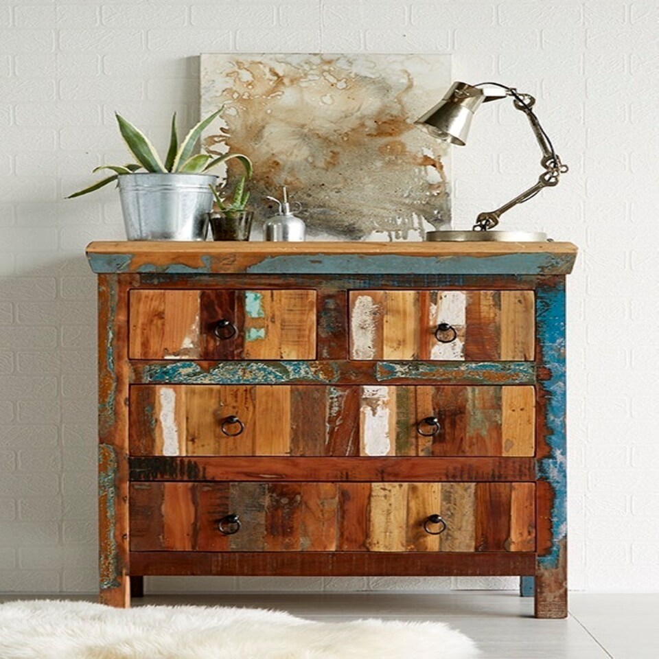 image 1 of Coastal 4 Drawer Chest - Wood - L40 x W90 x H90 cm