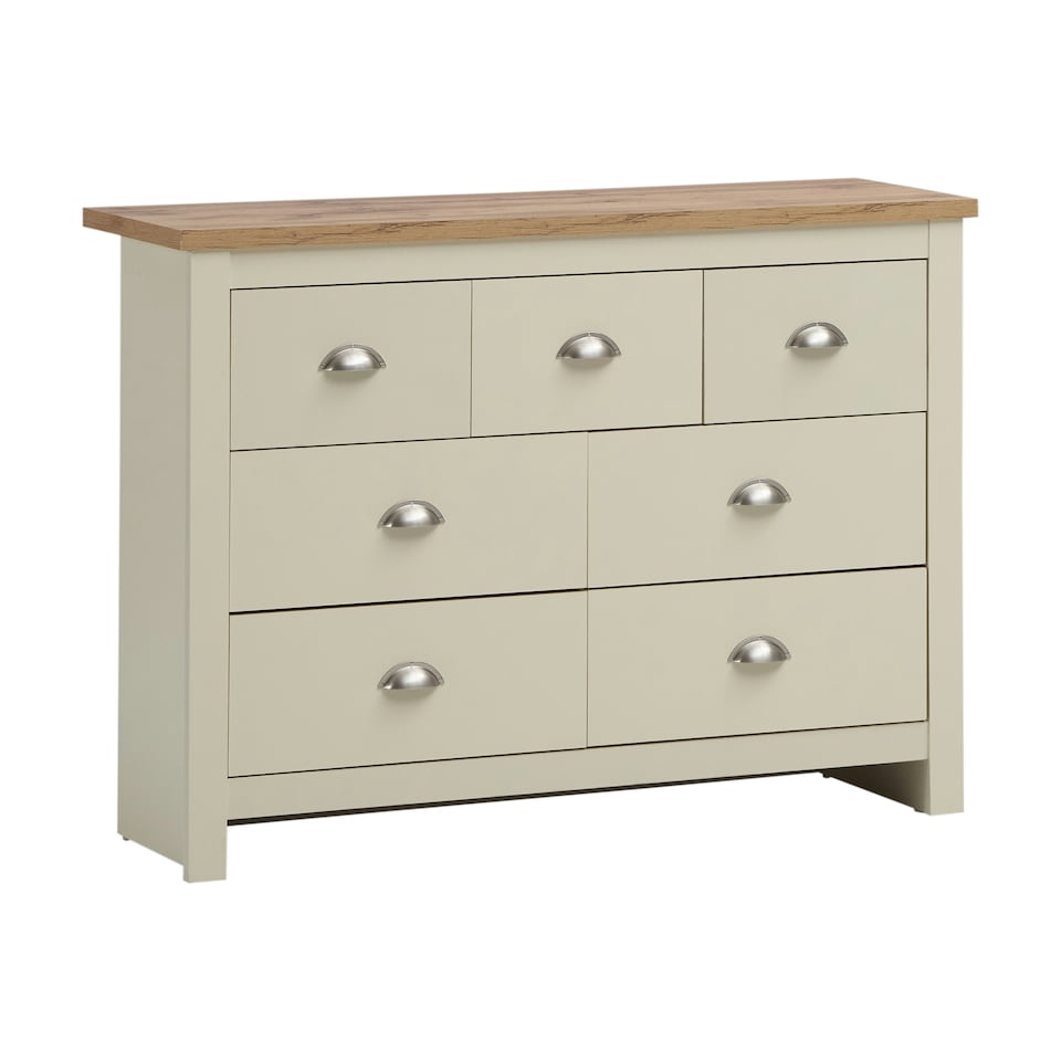 image 1 of Lisbon Chest of 7 Drawers Cream & Oak