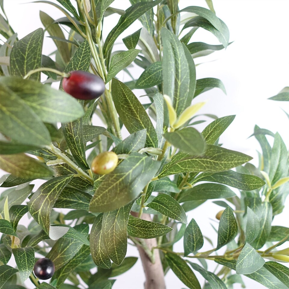 image 1 of 120cm Artificial Natural Look Olive Tree with Wooden Trunk | Green | 4ft