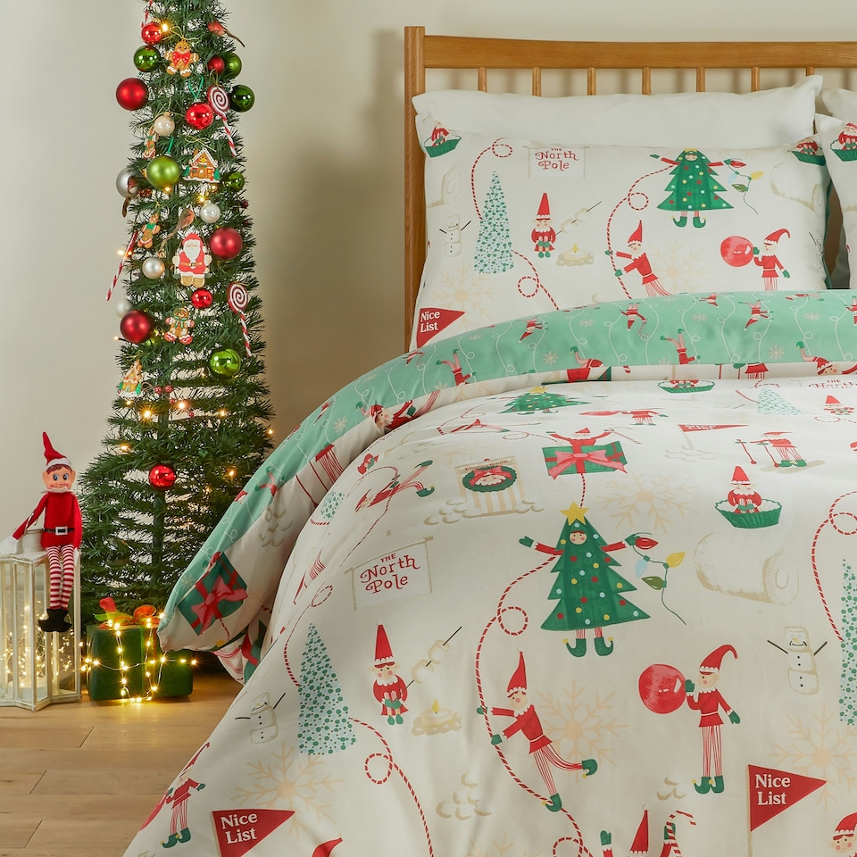 image 1 of Duvet Day Elfie Printed Soft Touch Double Duvet Set | Cream | Single | 1