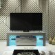 image 6 of TV Unit 130cm Grey Gloss Door Grey Matt Body with Glass Sides Free LED Grey