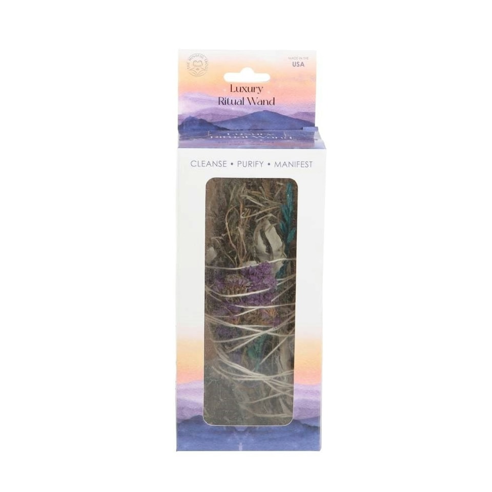 image 1 of Something Different Ritual White Sage and Lavender Aventurine Smudge Stick Wand - Brown/Violet/White - One Size