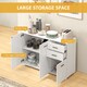 image 3 of HOMCOM Sideboard, Modern Storage Cabinet with 2 Drawers, 3 Doors and Adjustable Shelves, Kitchen Cabinet for Living Room, Dining Room, High Gloss White | White | High gloss