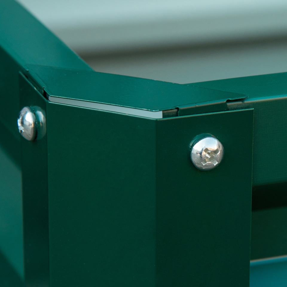 image 1 of Outsunny Set of 2 Raised Garden Bed Galvanised Planter Box, Green | Green | Green