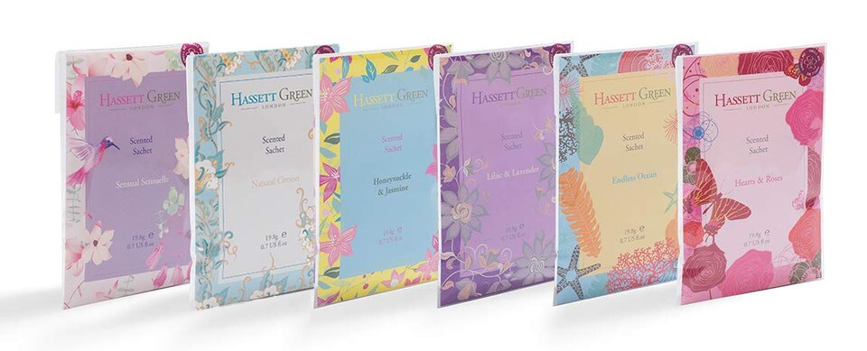 image 1 of Hassett Green London - Honeysuckle & Jasmine - Handmade Large Scented Sachets - Pack of 15 - For Wardrobes & Drawers