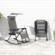 image 5 of Outsunny Garden Rocking Chair Folding Recliner Outdoor Adjustable Sun Lounger Rocker Zero-Gravity Seat with Headrest Side Holder Patio Deck - Grey