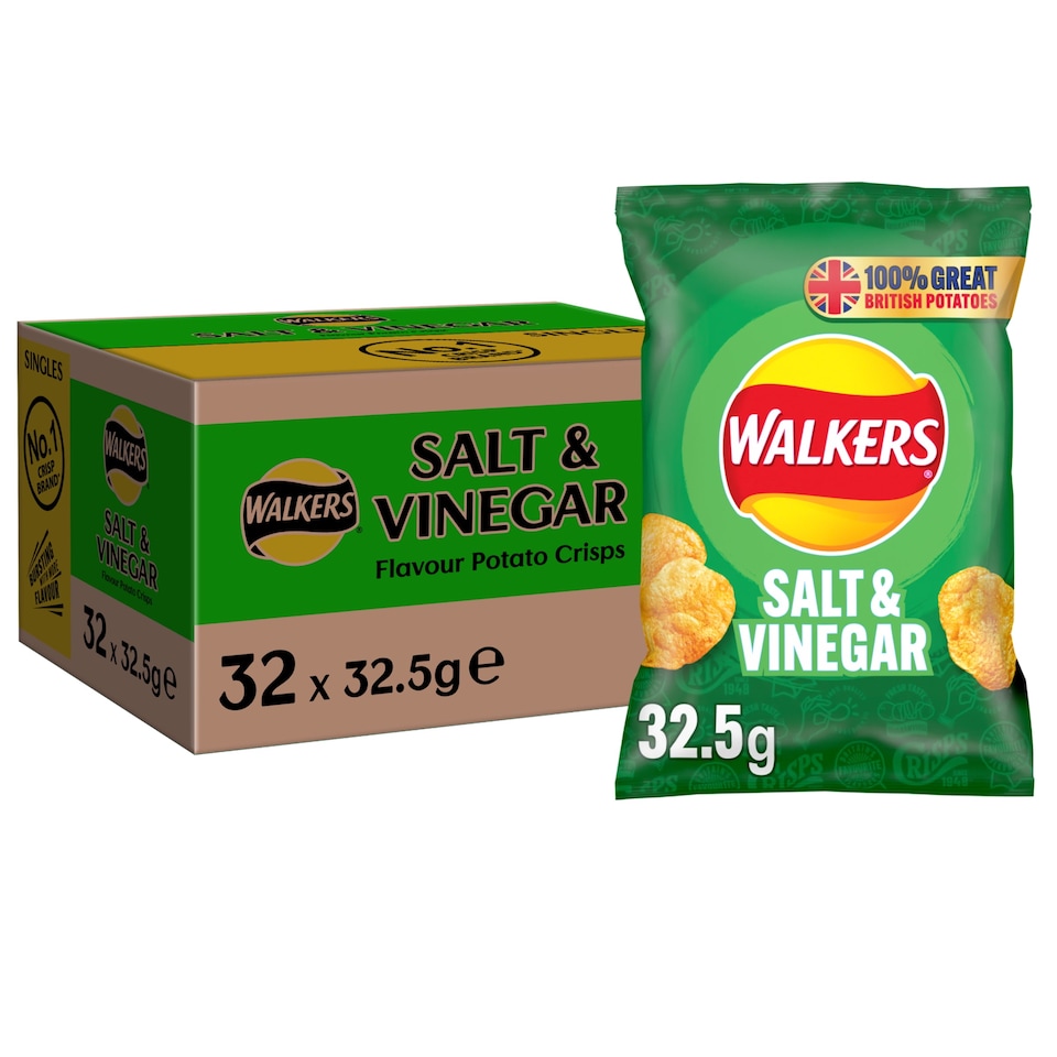 image 1 of Walkers Salt & Vinegar Crisps 32.5g (Case of 32)
