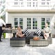 image 7 of Outsunny 5 Piece Rattan Garden Furniture Set, Outdoor Corner Sofa with 67 cm Wide & Deep Seat, Sectional Outdoor Furniture Conversation Set with Cushions, Glass Top Coffee Table for Patio, Mixed Grey