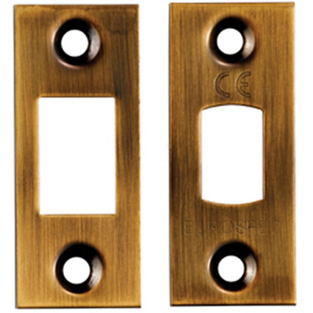 Loops Forend Strike & Fixing Pack Suitable for Tubular Deadbolt Antique Brass in Metallics